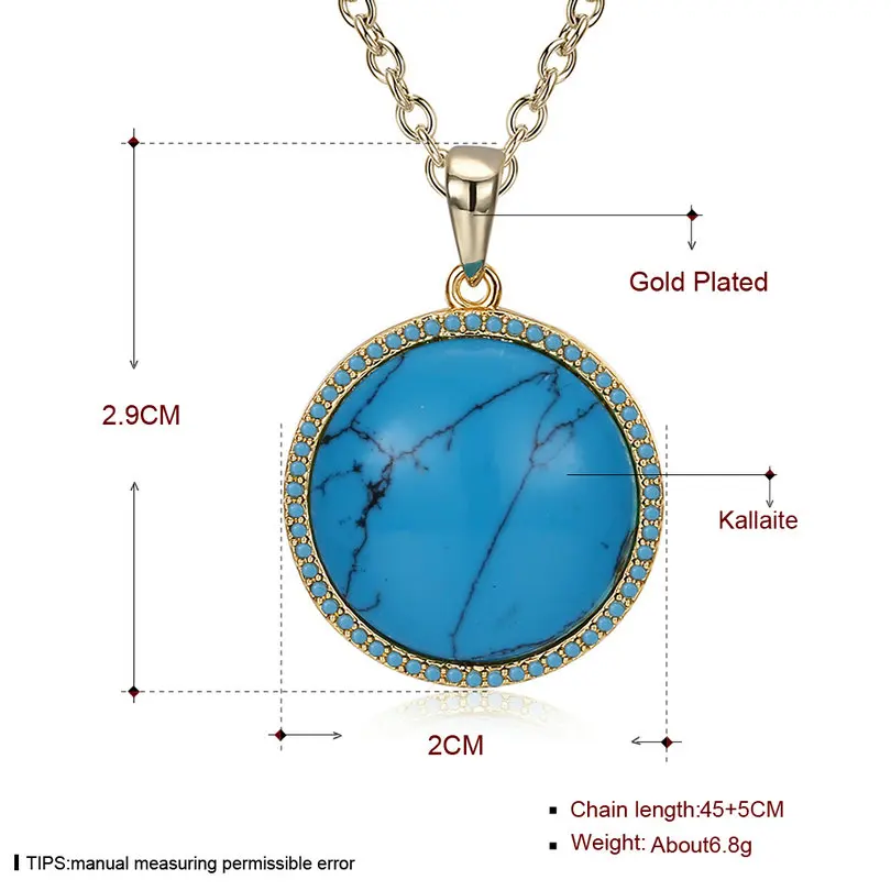 Женя брендовые модные элегантные золотые Цвет круглый синий камень кулон