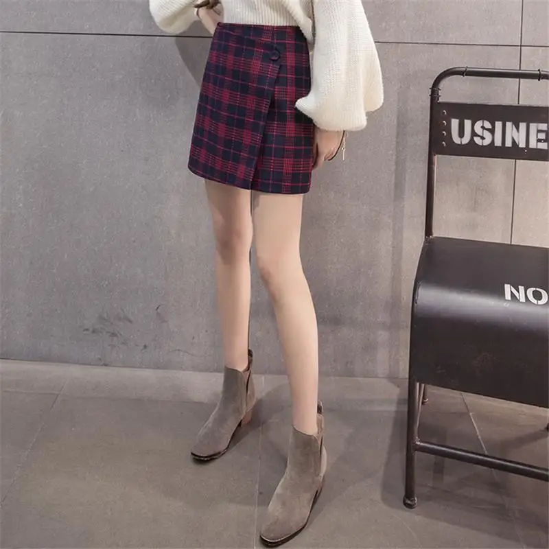 Harajuku Лето abbigliamento donna rave осенне зимняя Дамская обувь Высокая талия плед молния