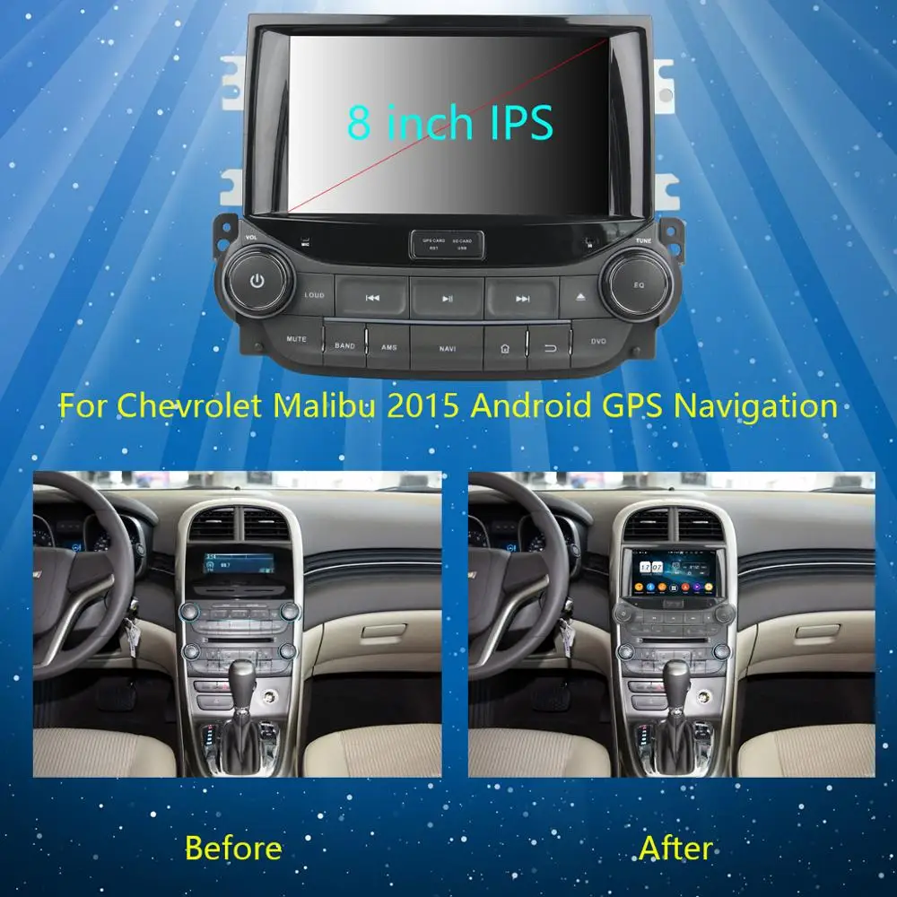 Автомобильный DVD плеер 8 дюймов IPS 1280*720 ядер 4 Гб ОЗУ + 64 ПЗУ Android 9 0 для Chevrolet Malibu 2012