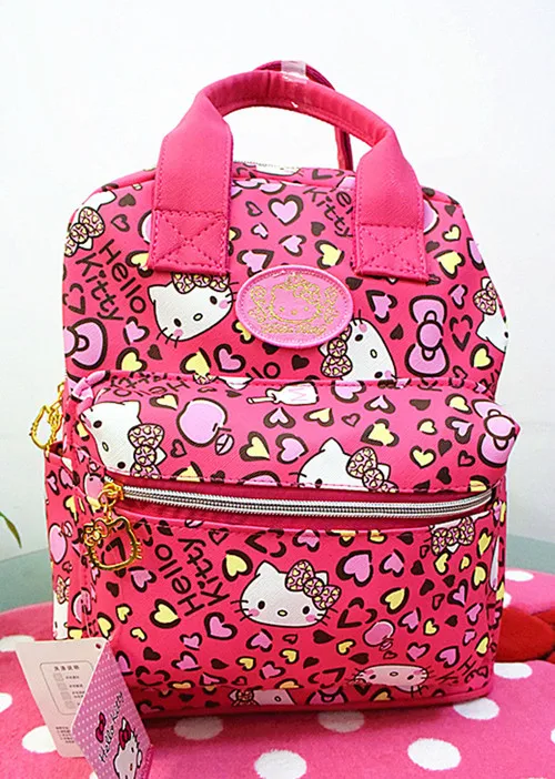 Hot Pink Милый hello kitty рюкзак сумка школьная сумка кошелек yey-3303 - Цвет: Hot Pink