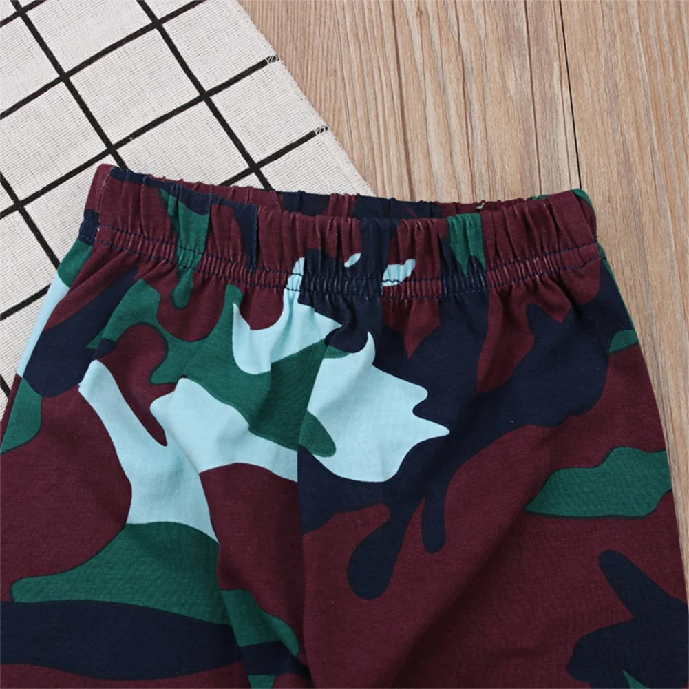 Fashion Toddler Kids Baby Boys Clothes Set Tow Cool Letter Tops T-shirt Camouflage Pants Outfits Children of Boy |