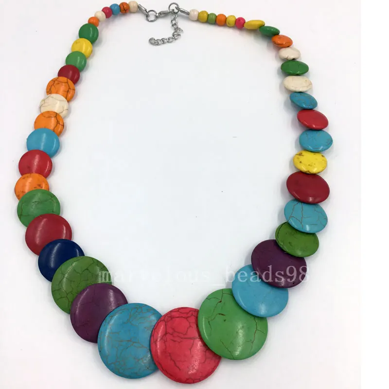 Бесплатная доставка модное ювелирное изделие многоцветное колье howlite с круглым