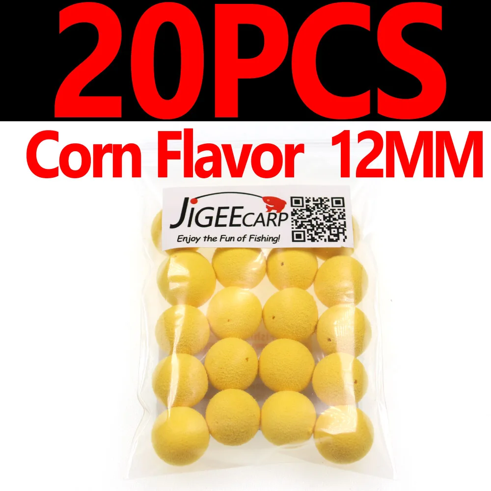 JIGEECARP 20 шт., приманка для ловли карпа, круглые всплывающие приманки для ловли карпа, кукурузное яблоко клубника, сладкая Картофельная приманка, 8 мм, 10 мм, 12 мм - Цвет: Corn 20PCS 12mm