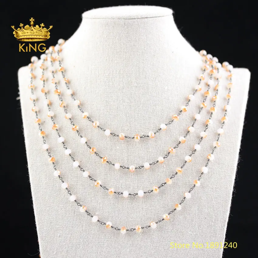 Цепочка Из Бисера цвета шампанского и белого 5 метров | Украшения аксессуары