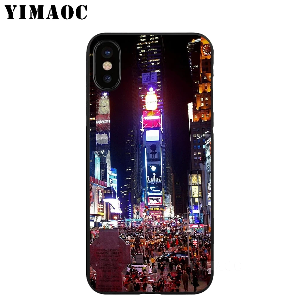 YIMAOC City night scene Soft TPU Black Silicone Case for iPhone X or 10 8 7 6 6S Plus 5 5S SE Xr Xs Max |