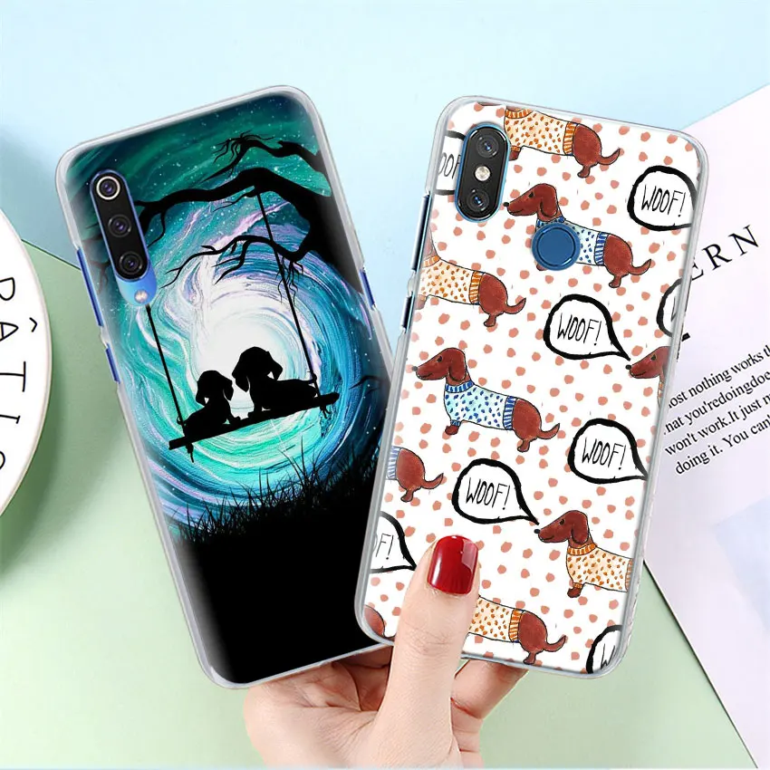 Такса Doxie Цветок Собака Щенок чехол для телефона для Xiao mi красный mi 7 5 6 Pro Note 7 Pro 5 5A 6 mi A1 A2 8 Lite 9 чехол Coque
