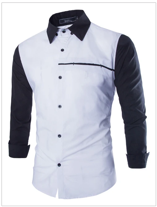 New Arrival! 2015 Autumn fashion hit color patchwork men's shirts Casual style long sleeved shirt Slim fit men 9169|shirt slim|shirts urbanshirt