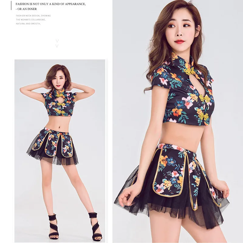 

Sexy Woman Halloween Chinese traditional costume Cosplay Summer Top and Floral Print Skirt Carnival Purim Nightclub party dress
