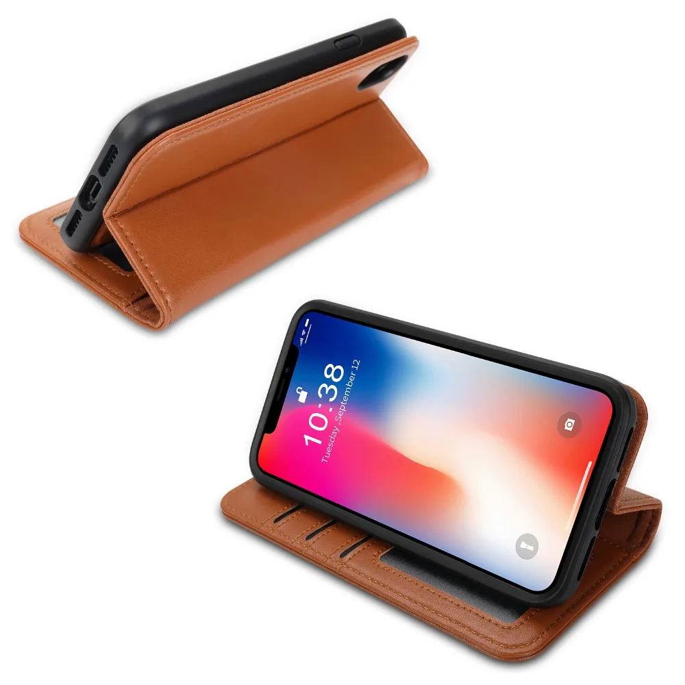 Jisoncase Роскошный чехол для iphone XS X чехол для телефона кожаный флип-кошелек Магнитный чехол с держатель для карт-книг funda для iphone x xs