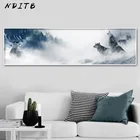 Холщовый плакат NDITB с изображением волка снега гор, пейзаж, настенный художественный принт, длинный баннер, картина, природа, скандинавский декор, картина