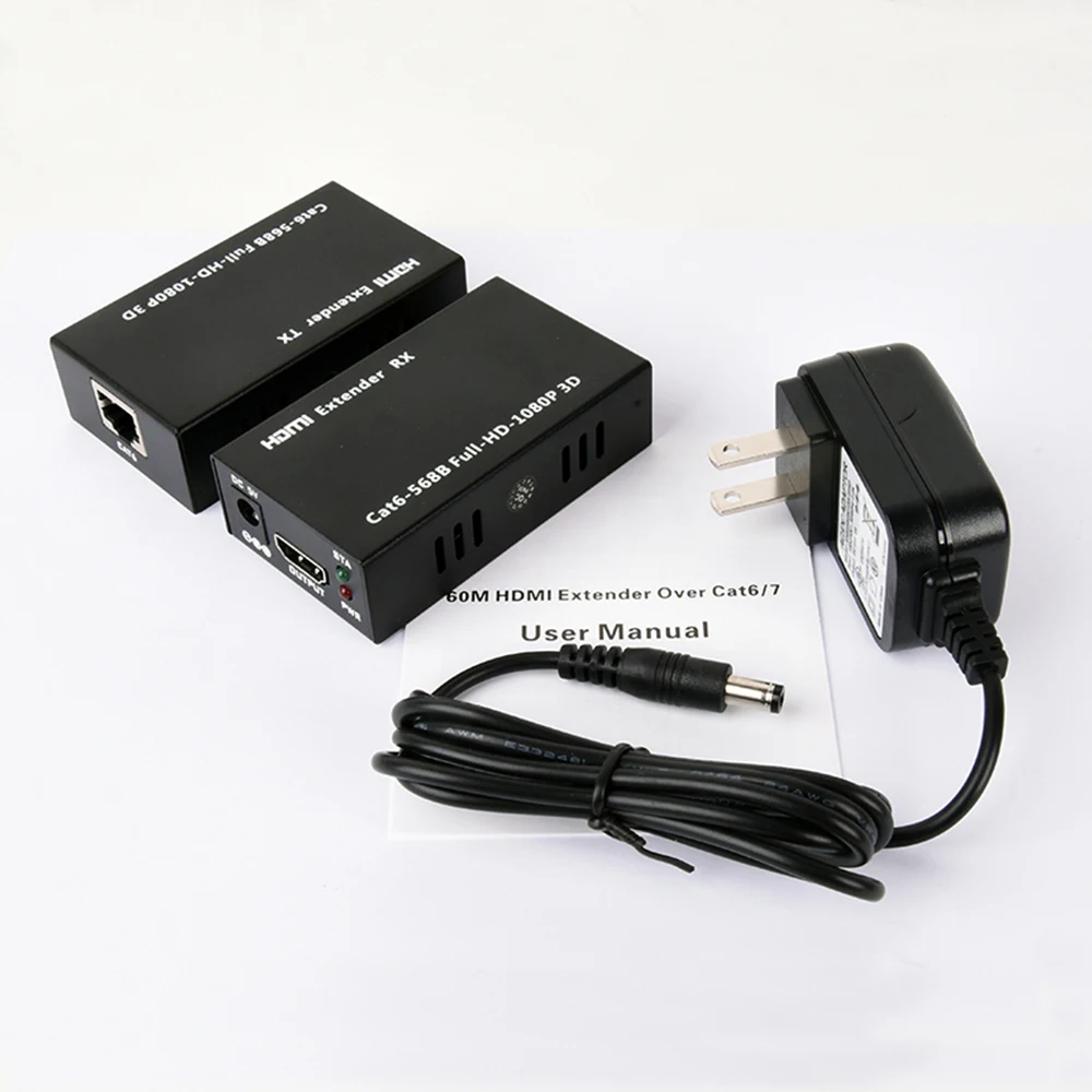 HDMI Extender до 60 м HDMI приемник передатчик 1080 P 3D более Cat6 Cat7 кабели RJ45 TX/RX extender