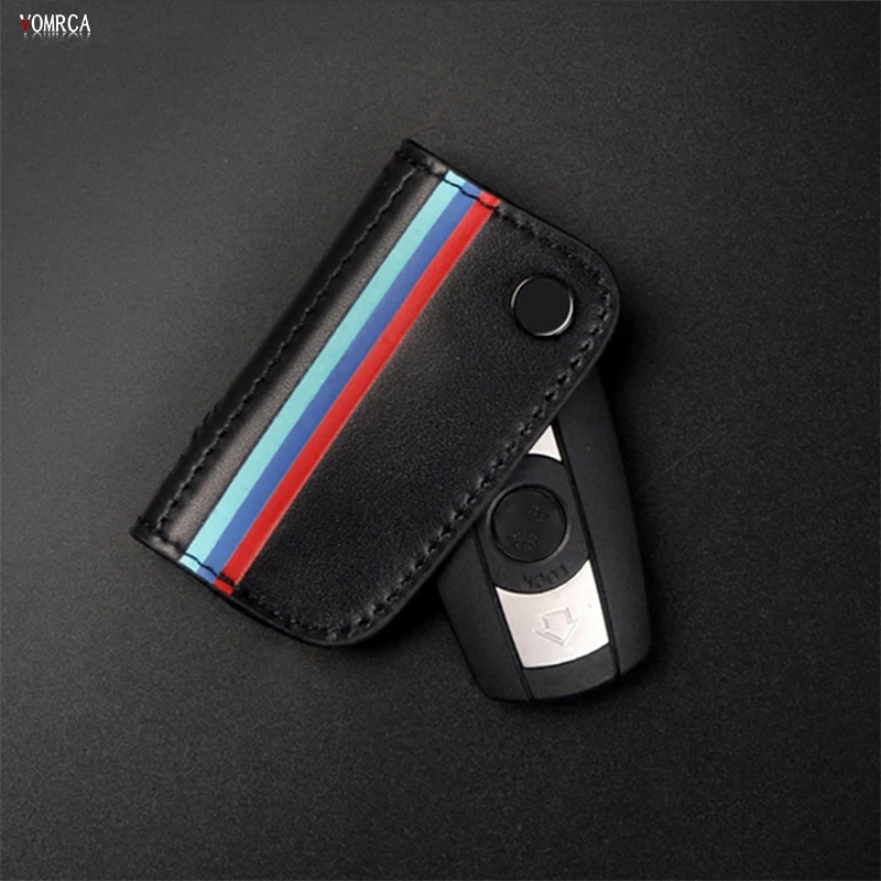 

Hot Sale High Quality Christmas Gift Cases for BMW X1 X3 X5 X6 E46 E90 F10 F30 Car Key Holder Top Layer Leather Wallet Key Bag