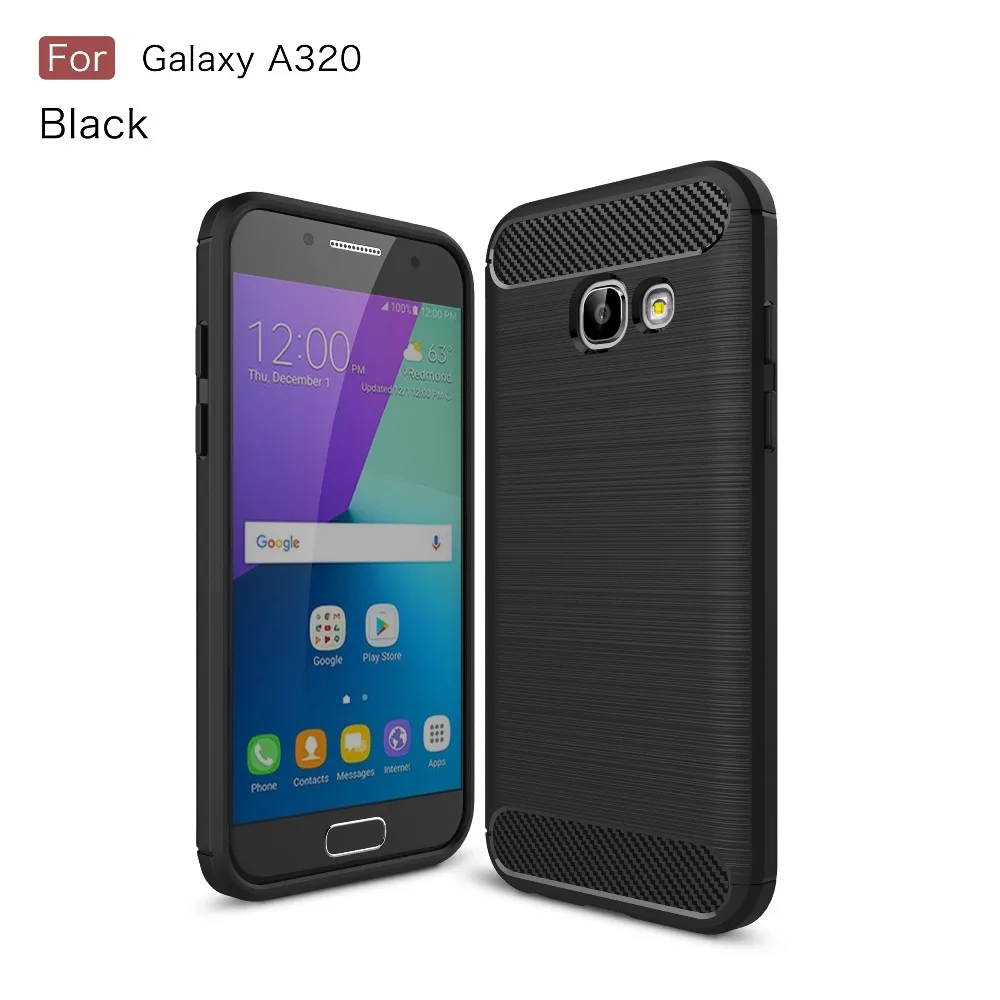 For Samsung Galaxy A3 2017 A320 Cover Bag Shell Carbon Fiber Texture Brushed TPU Gel Phone Cases for Case |