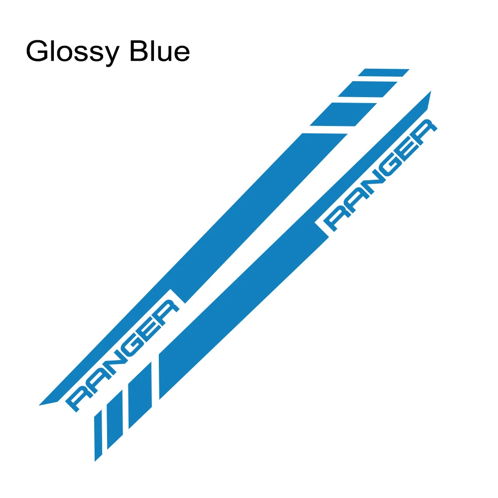 Glossy Blue 2 шт. Автомобильная наклейка в полоску стильный Стайлинг Авто DIY виниловая обертка Наклейки тюнинг автомобильные аксессуары для Ford Ranger Raptor Pickup - Название цвета: Glossy Blue