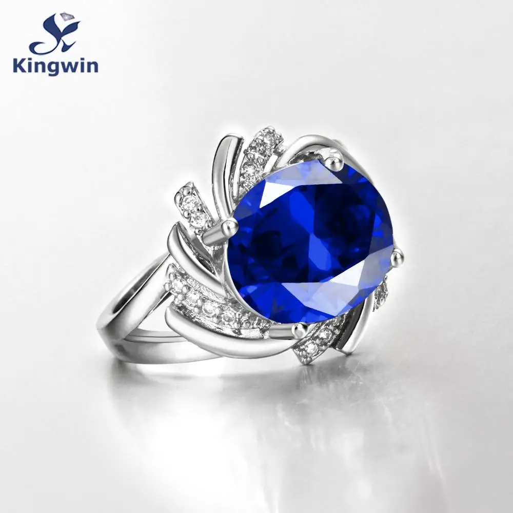 Кольцо Kate blue хорошее качество известный дизайнер Настоящее Белое чистое золото