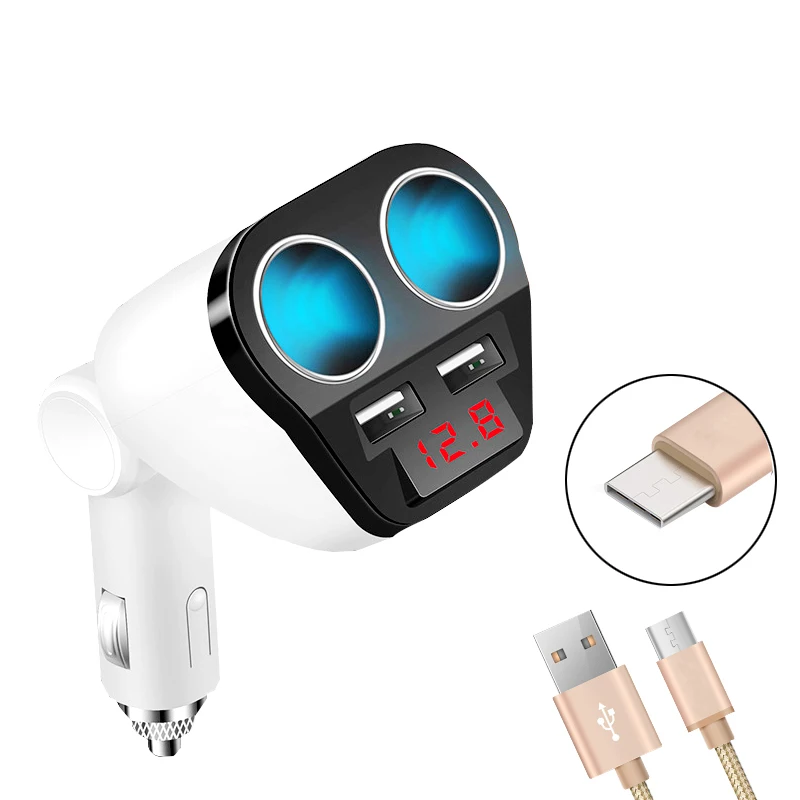 with typc C cable ACCNIC 12V 24V Универсальный Автомобильный USB адаптер для автомобильного прикуривателя розетка 5V 3.4A Диагностика напряжения автомобиля дисплей с Typc C кабель - Название цвета: with typc C cable