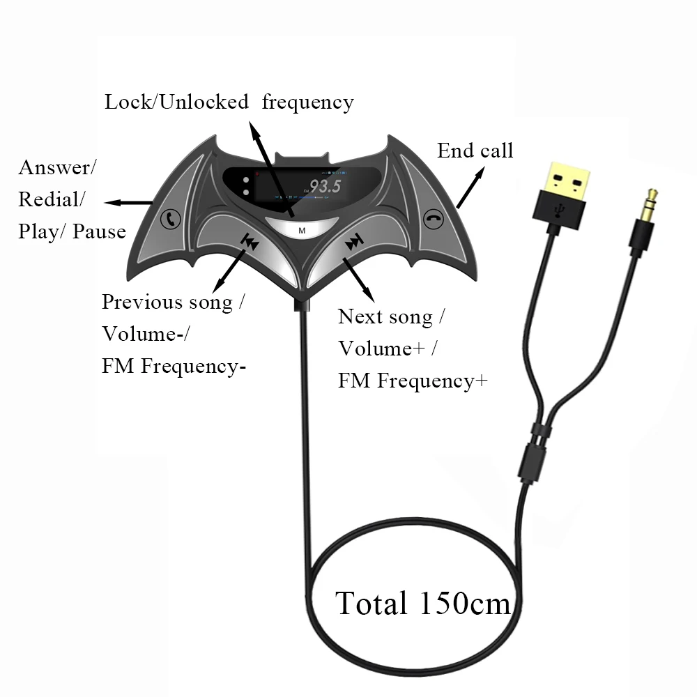 Bluetooth автомобильный комплект Hands free Музыка Аудио приемник адаптер авто AUX комплект fm-передатчик без жужжания шума
