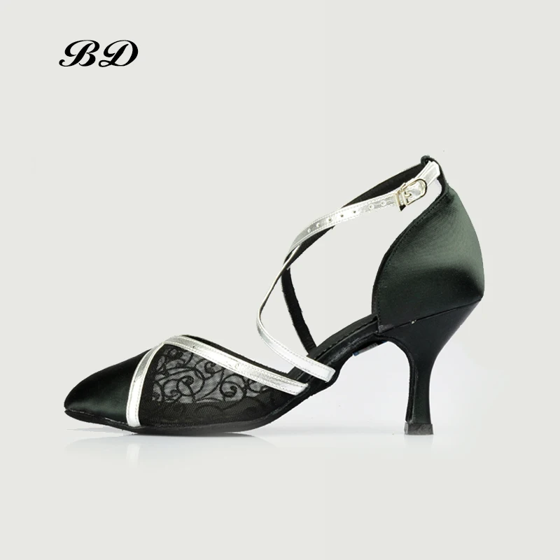 Женские туфли для танцев BD 104 B бальные с круглым дышащим сетчатым каблуком 2018 см 7