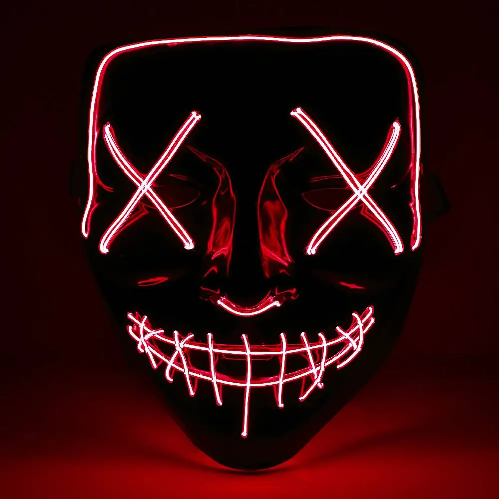 Red Led Mask Светодиодный маска для Хэллоуина, маски для чистки, тушь для ресниц, костюм, DJ, вечерние светильник, светящиеся в темноте,, косплей из фильма, маска Payday - Цвет: Red Led Mask