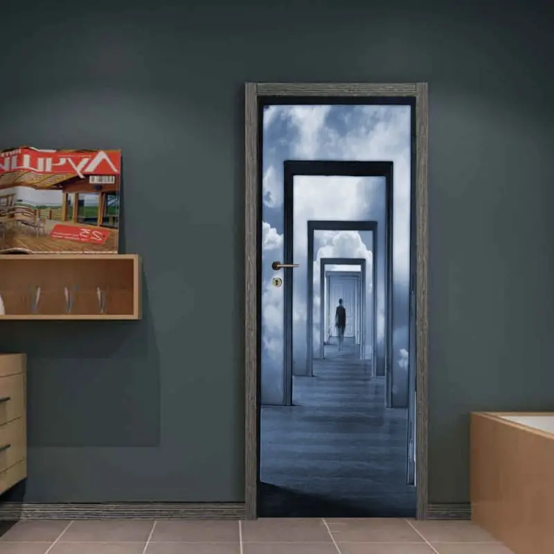 Модные стерео DIY Имитационные наклейки на дверь 3D Настенная Съемные