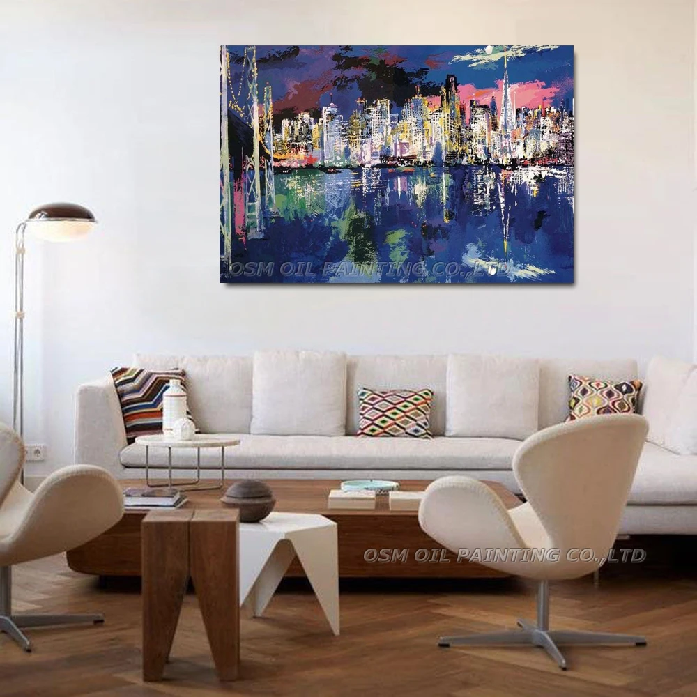 Высококачественная абстрактная картина маслом Сан-Франциско ноктюрн для