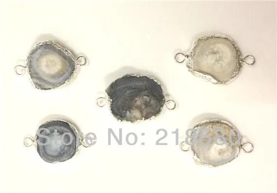 

H-DPB09 10pcs Agates Drusy Agates Stone Connector Druzy Pendant Silver Plated 20mm-30mm RANDOM IN SHAPE