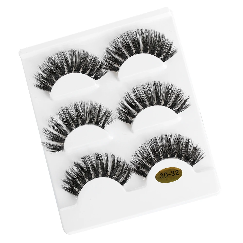 3 пары макияж полная полоса норковые волосы накладные ресницы Прозрачные терьер
