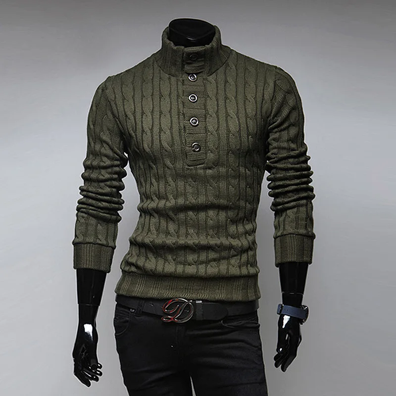 

The new men's cultivate one's morality turtleneck The European and American wind fashion pure color sweater