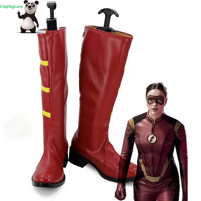 DC The Flash 3/Женская обувь Speedster Jesse Quick Red Обувь для костюмированной вечеринки Ботинки