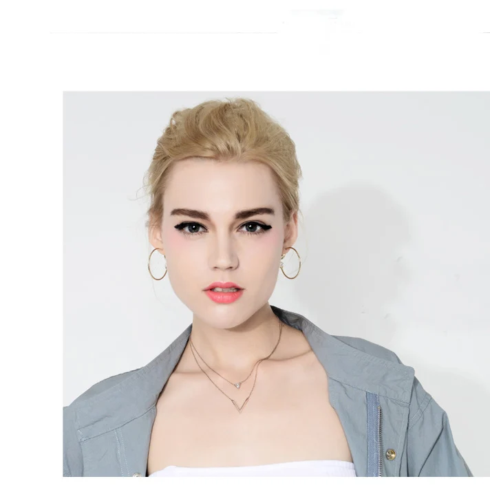 

Double Layers V Necklace Titanium Steel Rose Gold color Women Adjustale Pendant Necklaces ,wholesales price