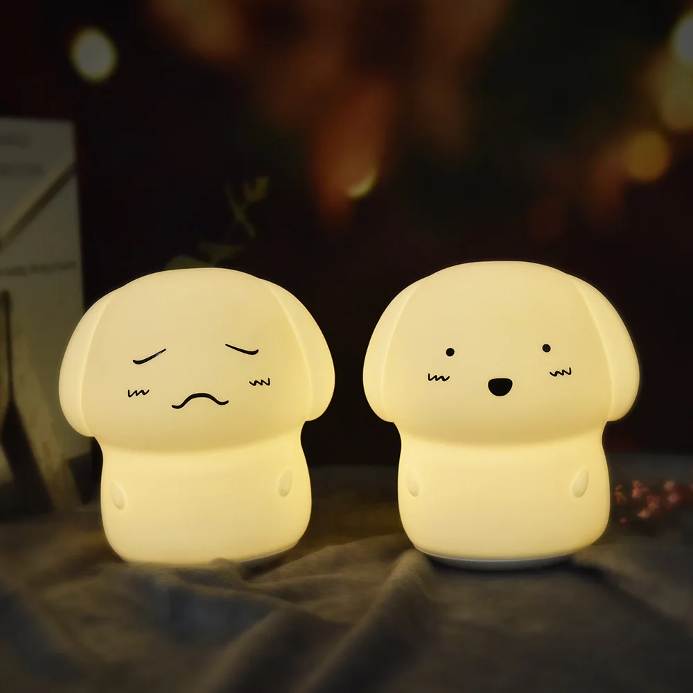 Светодиодный ночной Светильник Силиконовые 7 цветов Собака Перезаряжаемые