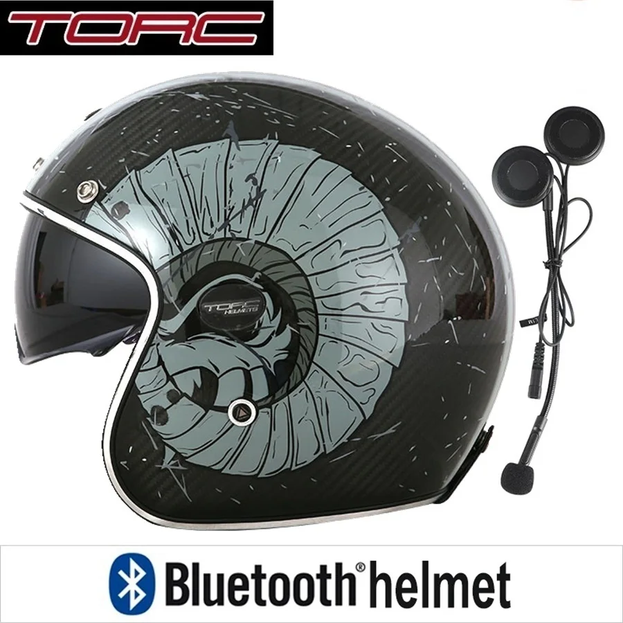 RAM with bluetooth 1 комплект 3/4 открытый лицо мото скутер Bluetooth гарнитура шлем солнце Viso точка Кафе Racer Ретро Винтаж мотоциклетный шлем - Цвет: RAM with bluetooth