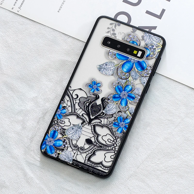 3D цветок цветочный кружево чехол на Samsung galaxy s10 чехлы красивый принт пластик спина