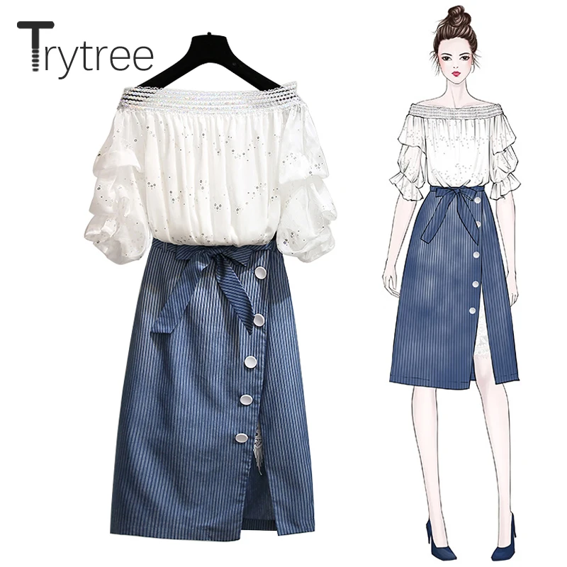 Женский комплект из двух предметов Trytree Повседневная блузка с