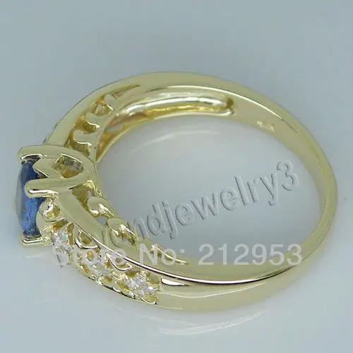 Винтажное уникальное дизайнерское кольцо 4x6 мм сапфир 14Kt желтое золото