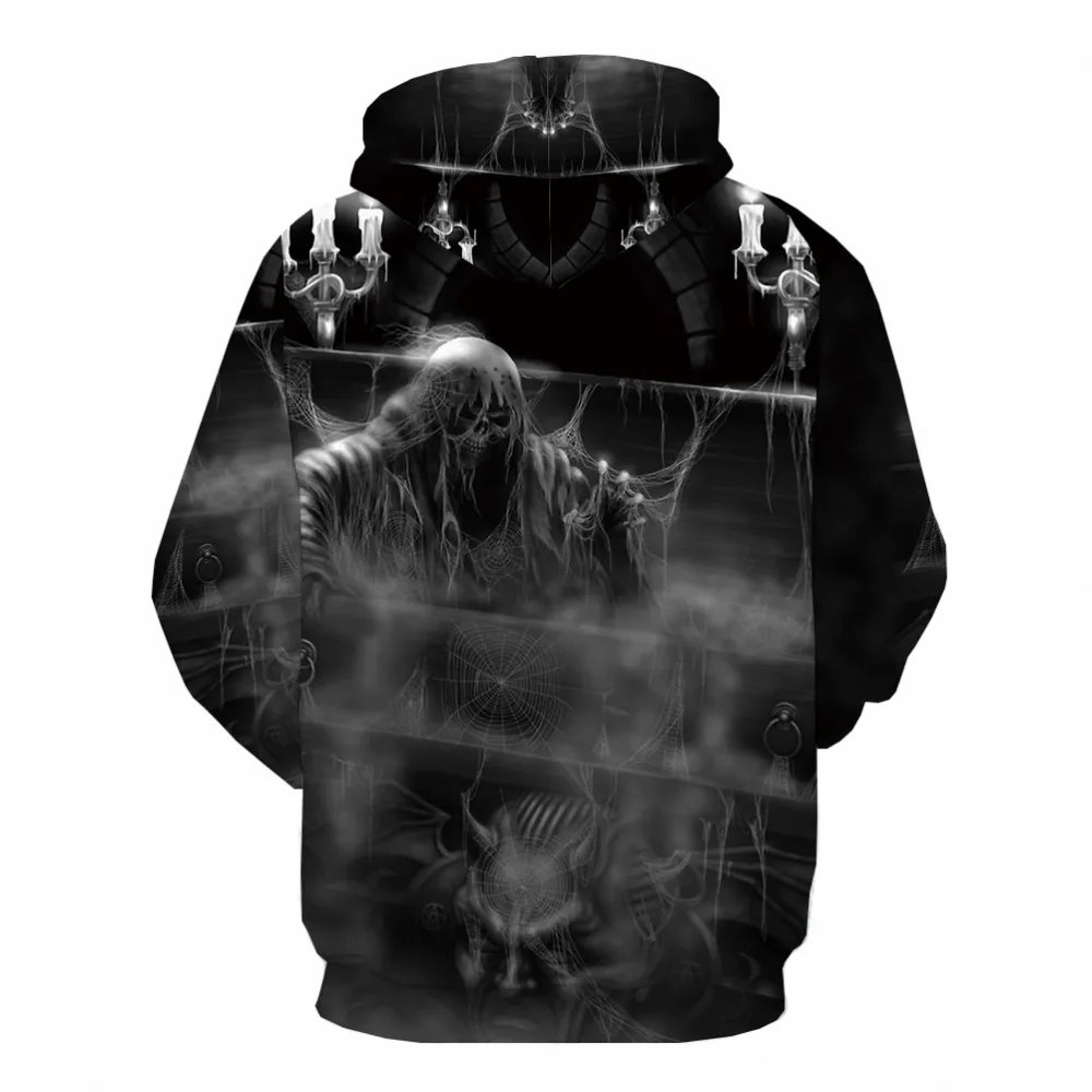 KYKU Grim Reaper Толстовка для мужчин хип хоп Череп 3d толстовки черный Паутина печати