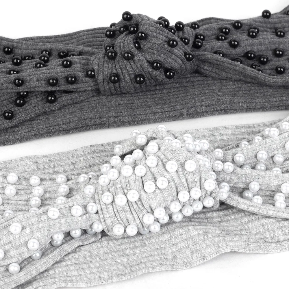 Женские аксессуары с жемчужинами джинсовые ребристые ленты для волос бантом в
