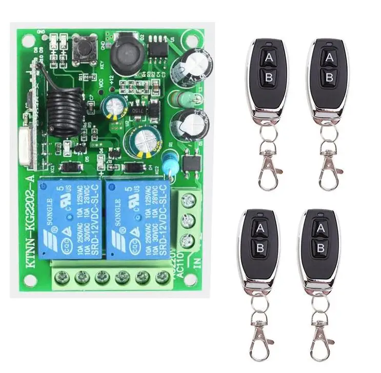 1 switch 4 remote 433 M AC 85 В постоянного тока 110 V 220 V 250 V 2CH радио Управление; РЧ беспроводной контрольный переключатель передатчик+ приемник лампа окна двери гаража - Цвет: 1 switch 4 remote