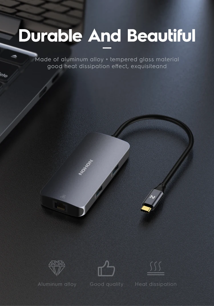 NOHON USB 3,0 концентратор USB C концентратор HDMI адаптер Ethernet для huawei mate 20 MacBook Pro USB-C концентратор 7 портов USB разветвитель SD PD кардридер