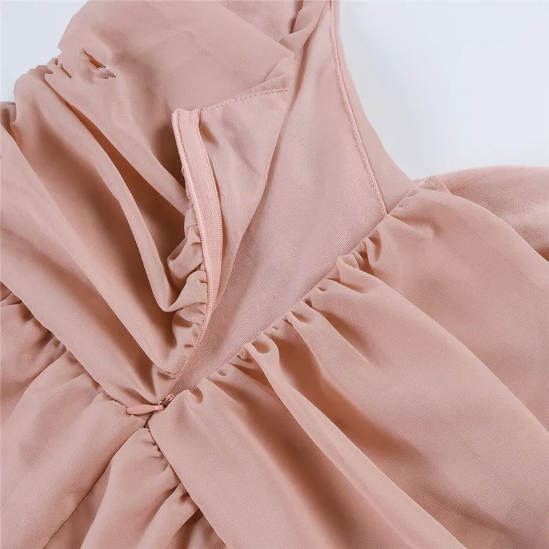 Спинки летнее шифоновое платье Для женщин халат с v образным вырезом сексуальные