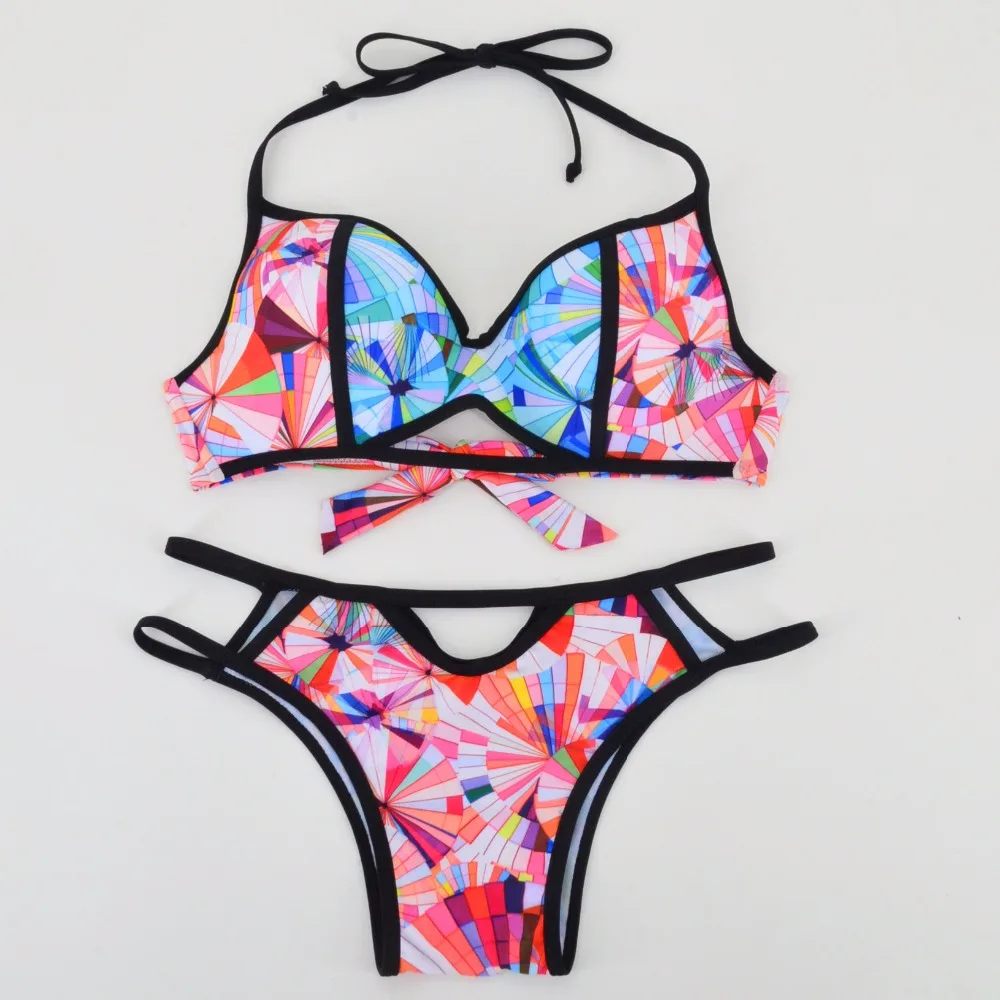 Sexy Bikinis Women Swimsuit 2018 Summer Cut Out Bathing Suits Push Up Bikini Print Swimwear Beach Wear With Underwire Biquini |