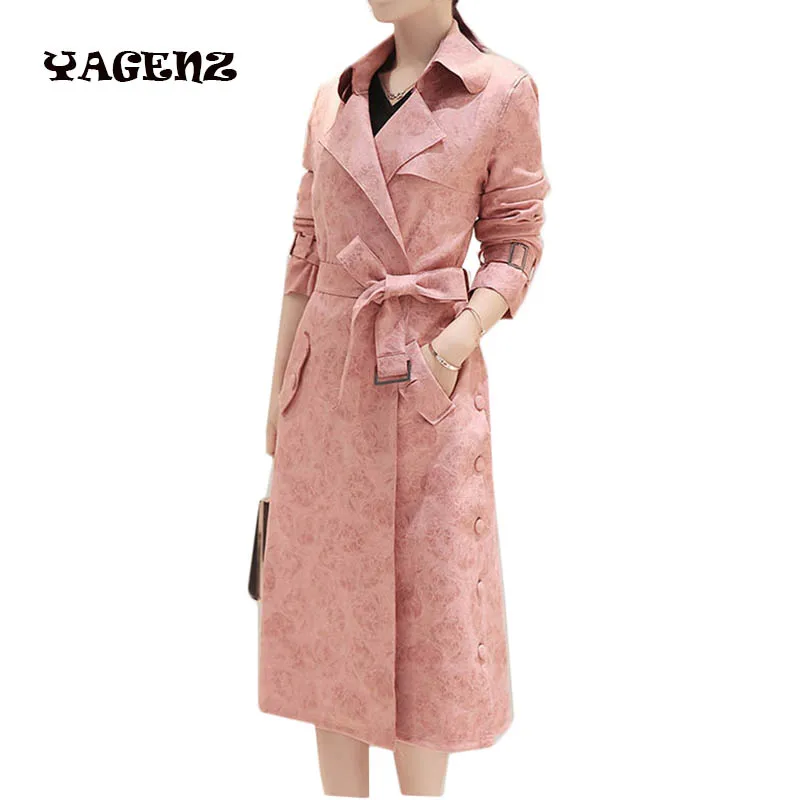 Новинка 2019 лидер продаж осенне зимний теплый женский длинный замшевый тренчкот