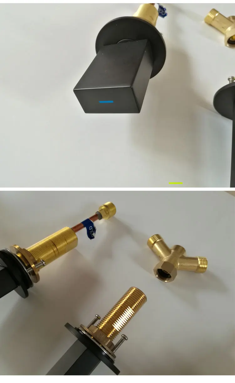 European Luxury Rose gold solid brass Double Square handles three holes Widespread Bathroom Sink Faucet Basin Mixer Tap | Обустройство