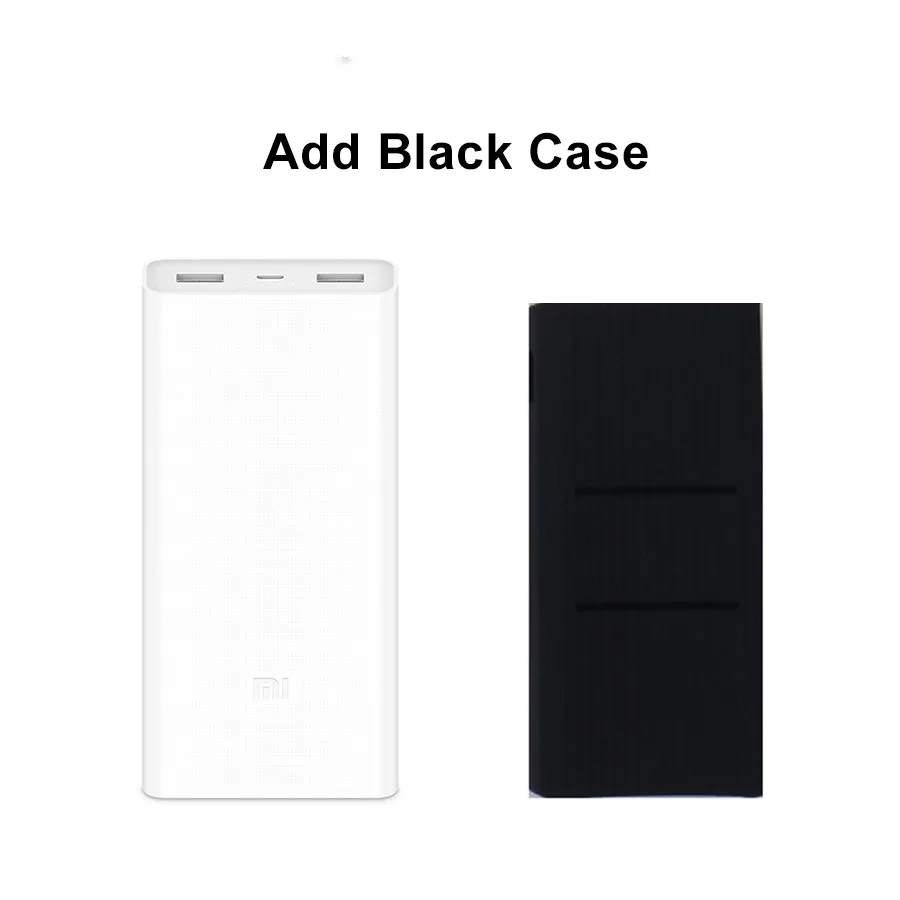 Add Black Case Внешний аккумулятор Xiaomi 20000 mAh 2C, портативная зарядка, двойной USB QC3.0, зарядное устройство для iphone samsung - Цвет: Add Black Case