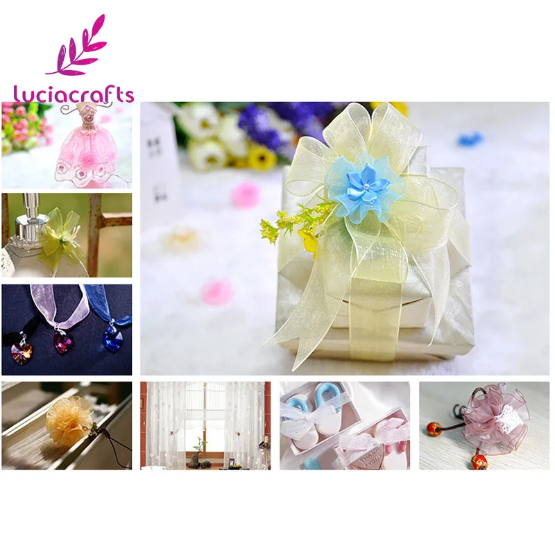 Lucia crafts 10 ярдов/50 ярдов 25-26 мм лента из органзы для упаковки и банта X0305 | Дом сад