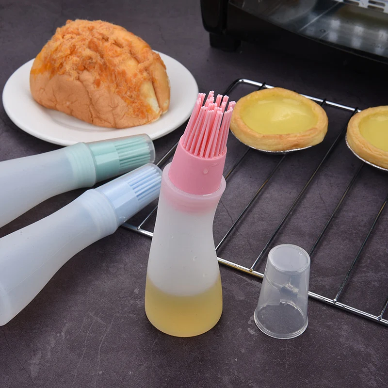 Портативная силиконовая бутылка для масла с кистью выпечки кисточка смазывания