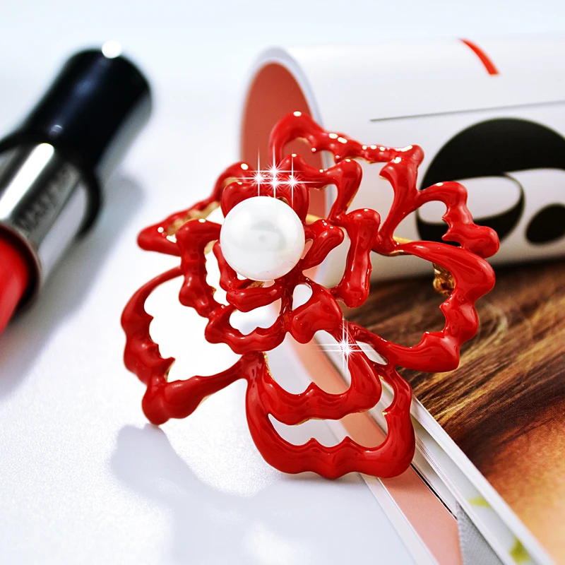 Zhen томоми красного цвета пион пирсинг элегантные женские имитация жемчужина