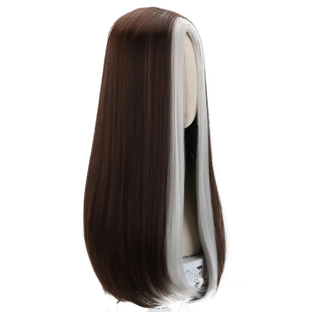 Free Beauty Long Straight Synthetic Silver Brown 24