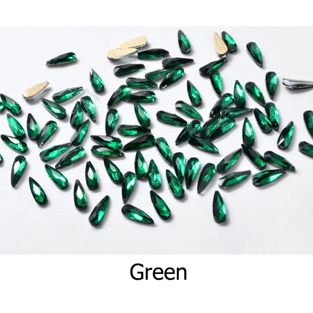 Green 10 шт. Кристальные блестящие 3D Стразы для дизайна ногтей AB Красочные капли прозрачный AB/Роза/черный/розовый DIY украшения Подвески с плоской задней частью драгоценные камни - Цвет: Green