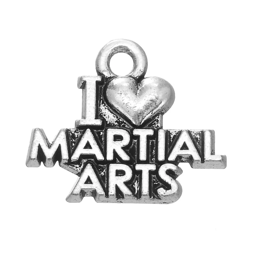 EUEAVAN 30 шт. античные посеребренные Подвески с надписью I Love Martial Arts для изготовления